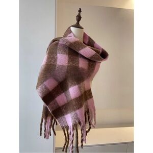 Plaid Pink and Brown Scarf